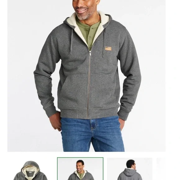 L.L. Bean Gray Zip Up Sweatshirt - Picture 2 of 3